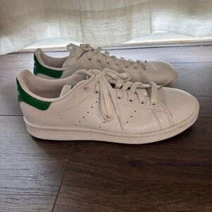 Adidas Women’s Stan Smith Original Sneakers in White with Green Accents